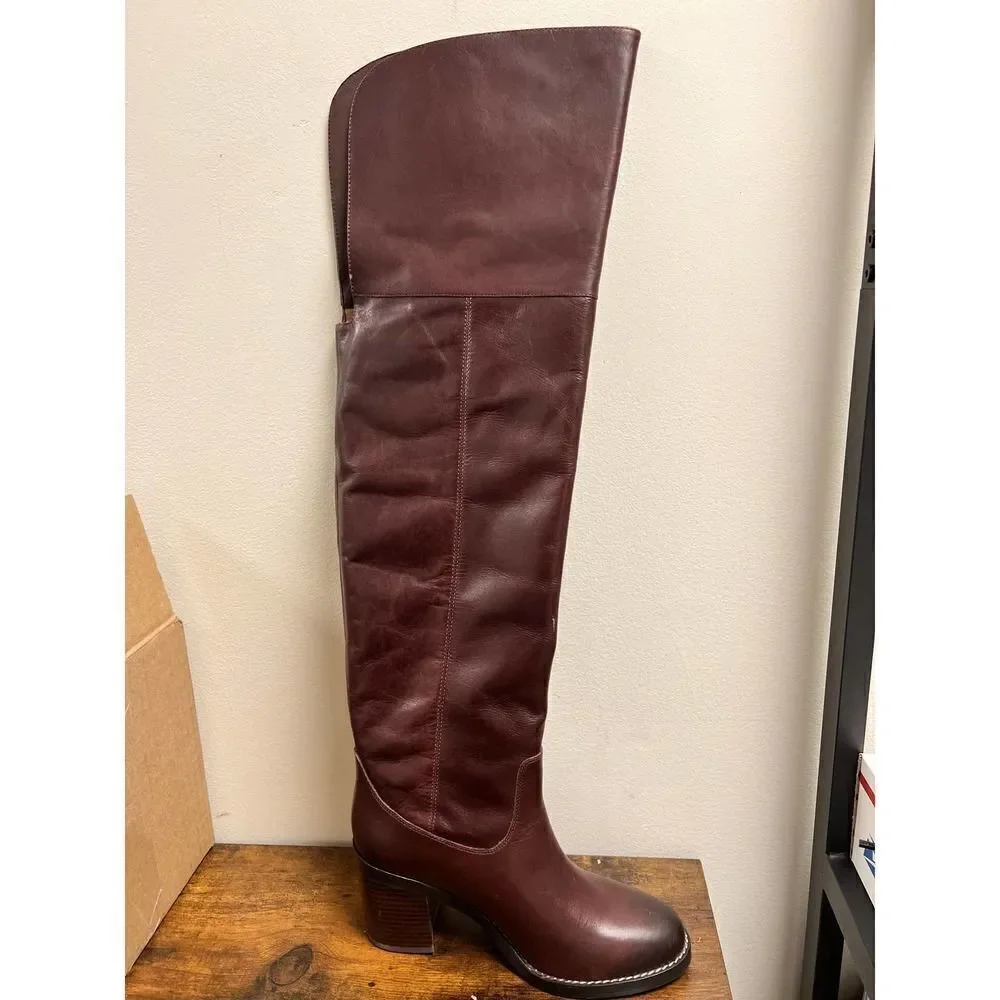 J.CREW Leather Over-the-Knee Burgundy Boots Size 6.5